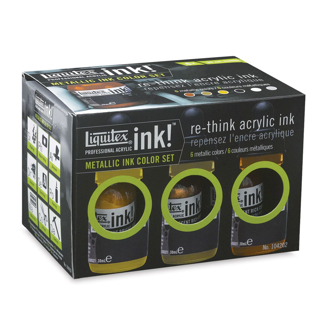 Liquitex Professional Acrylic Ink Set - Metallic Colors, Set of 6, 30 ml
